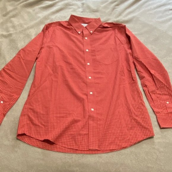 LL Bean Men's Button Up Shirt Red Colored Large - Picture 1 of 9